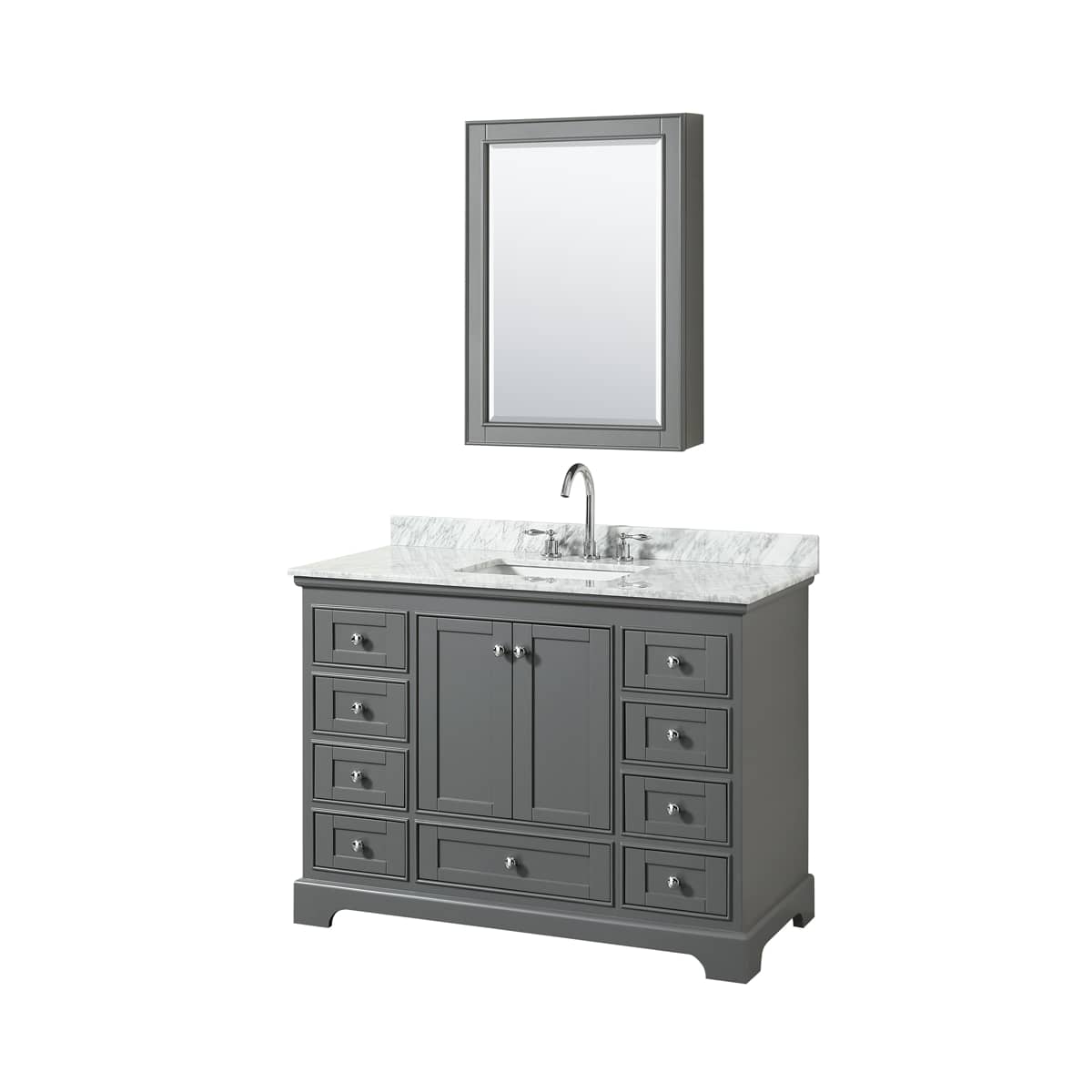 Deborah 48" Free Standing Single Vanity Set with Wood Cabinet, Marble Vanity Top, and Medicine Cabinet - image 12