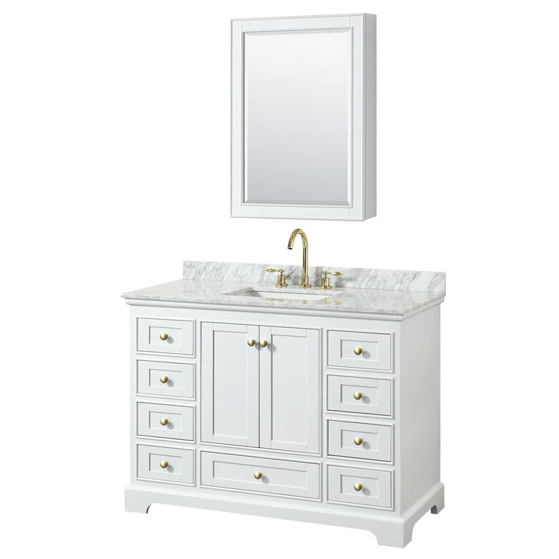 Deborah 48" Free Standing Single Vanity Set with Wood Cabinet, Marble Vanity Top, and Medicine Cabinet - image 21