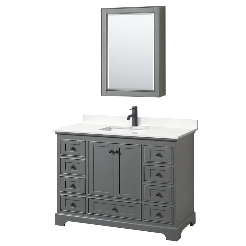 Deborah 48" Free Standing Single Basin Vanity Set with Cabinet, Quartz Vanity Top, and Medicine Cabinet - image 1