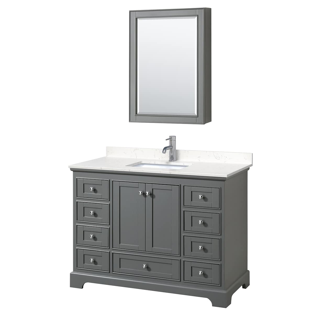 Deborah 48" Free Standing Single Basin Vanity Set with Cultured Marble Vanity Top and Framed Mirror - image 1