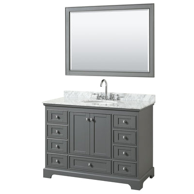 Deborah 48" Free Standing Single Vanity Set with Wood Cabinet, Marble Vanity Top, and Framed Mirror - image 1