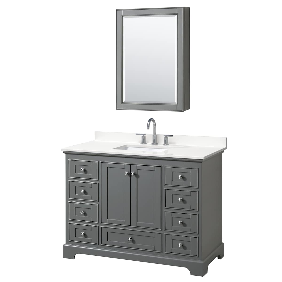 Deborah 48" Free Standing Single Basin Vanity Set with Cabinet, Quartz Vanity Top, and Medicine Cabinet - image 1