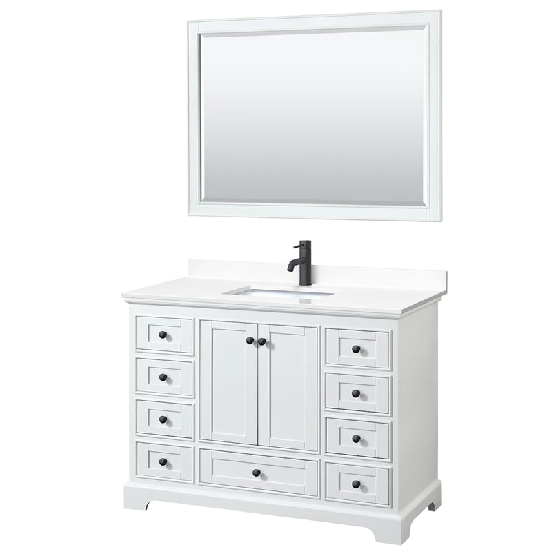 Deborah 48" Free Standing Single Basin Vanity Set with Cultured Marble Vanity Top and Framed Mirror - image 1
