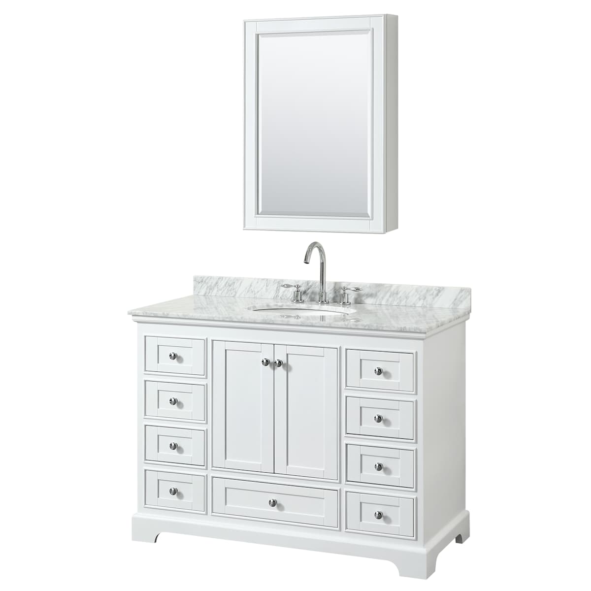Deborah 48" Free Standing Single Vanity Set with Wood Cabinet, Marble Vanity Top, and Medicine Cabinet
