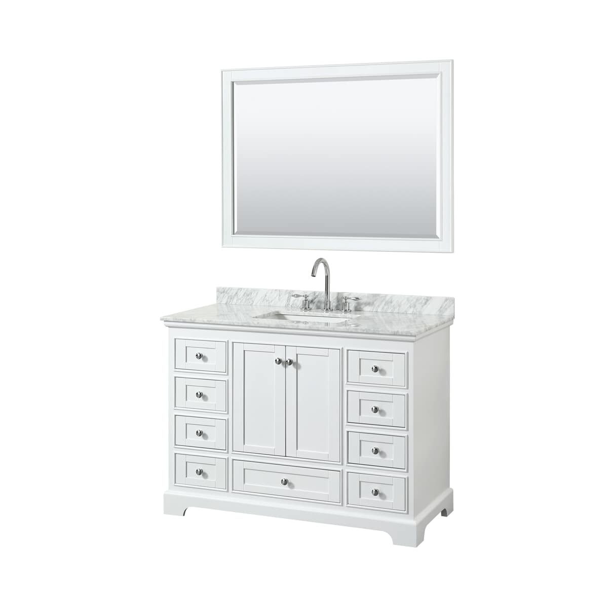 Deborah 48" Free Standing Single Vanity Set with Wood Cabinet, Marble Vanity Top, and Framed Mirror