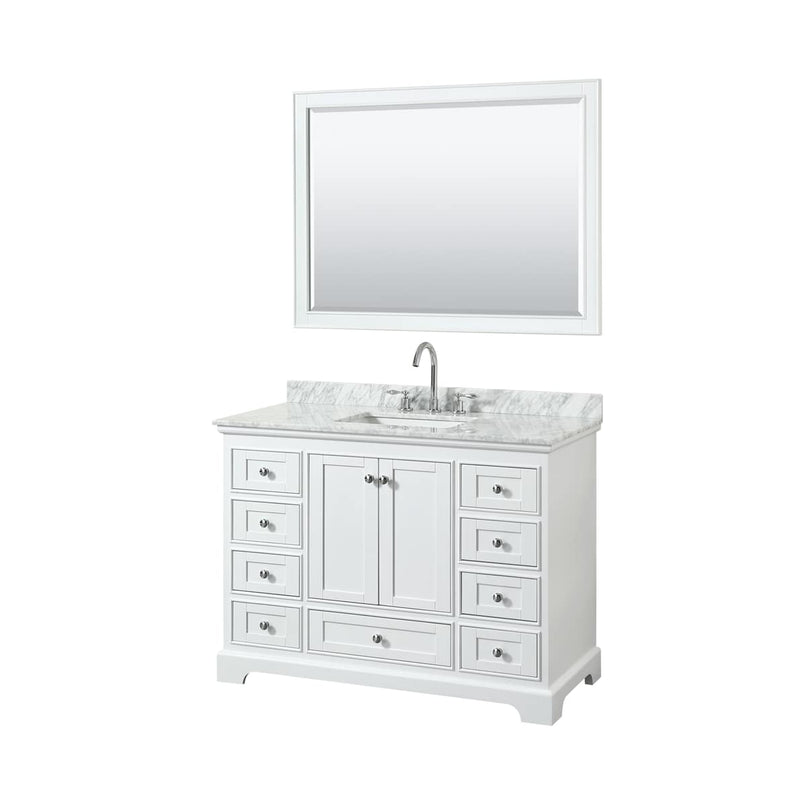 Deborah 48" Free Standing Single Vanity Set with Wood Cabinet, Marble Vanity Top, and Framed Mirror - image 1