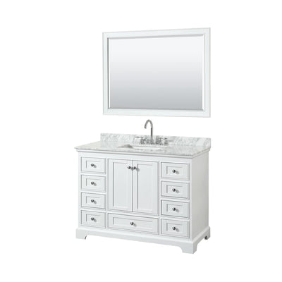 Deborah 48" Free Standing Single Vanity Set with Wood Cabinet, Marble Vanity Top, and Framed Mirror - image 1