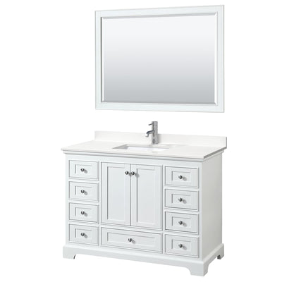 Deborah 48" Free Standing Single Basin Vanity Set with Cabinet, Quartz Vanity Top, and Framed Mirror - image 1