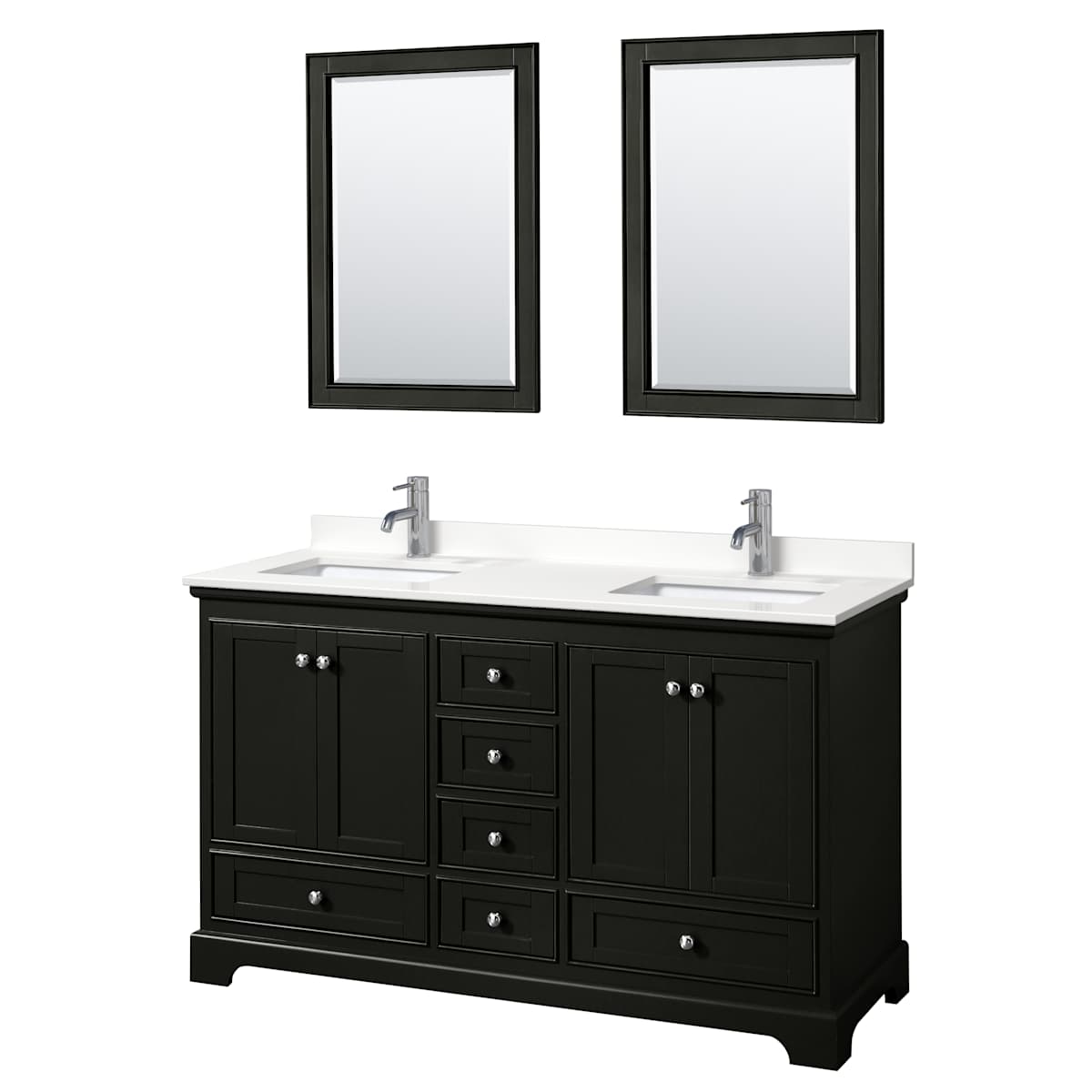 Deborah 60" Free Standing Double Basin Vanity Set with Cabinet, Quartz Vanity Top, and Framed Mirror