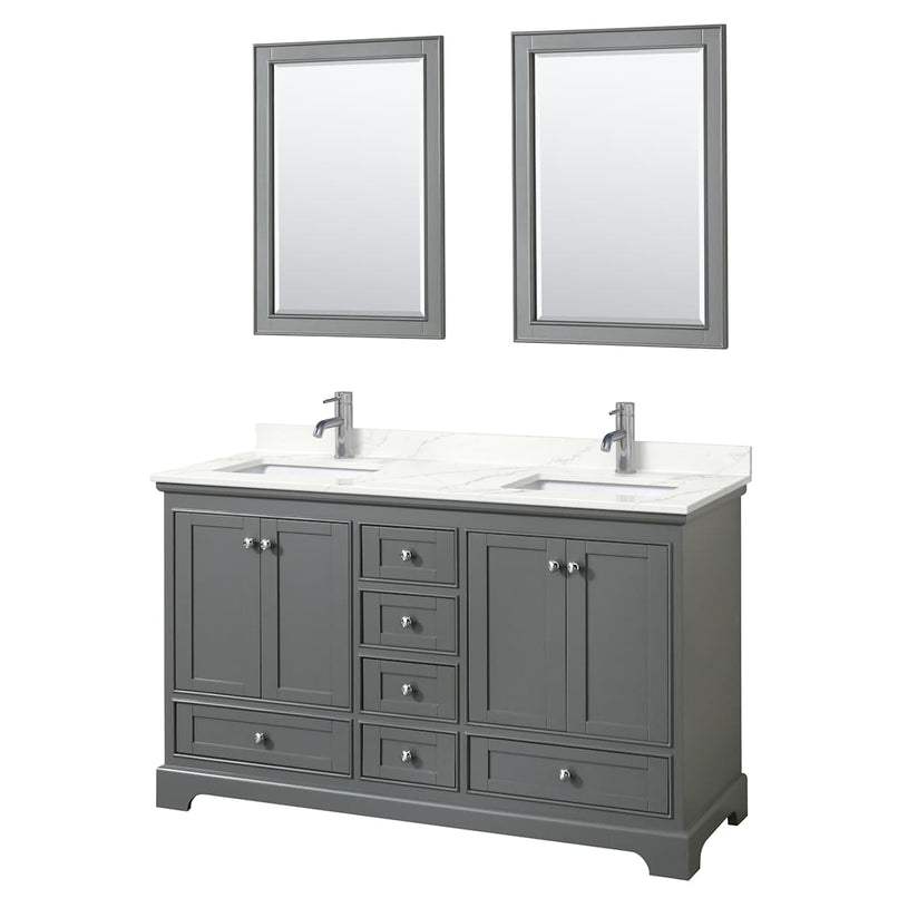 Deborah 60" Free Standing Double Basin Vanity Set with Cabinet, Quartz Vanity Top, and Framed Mirror - image 13