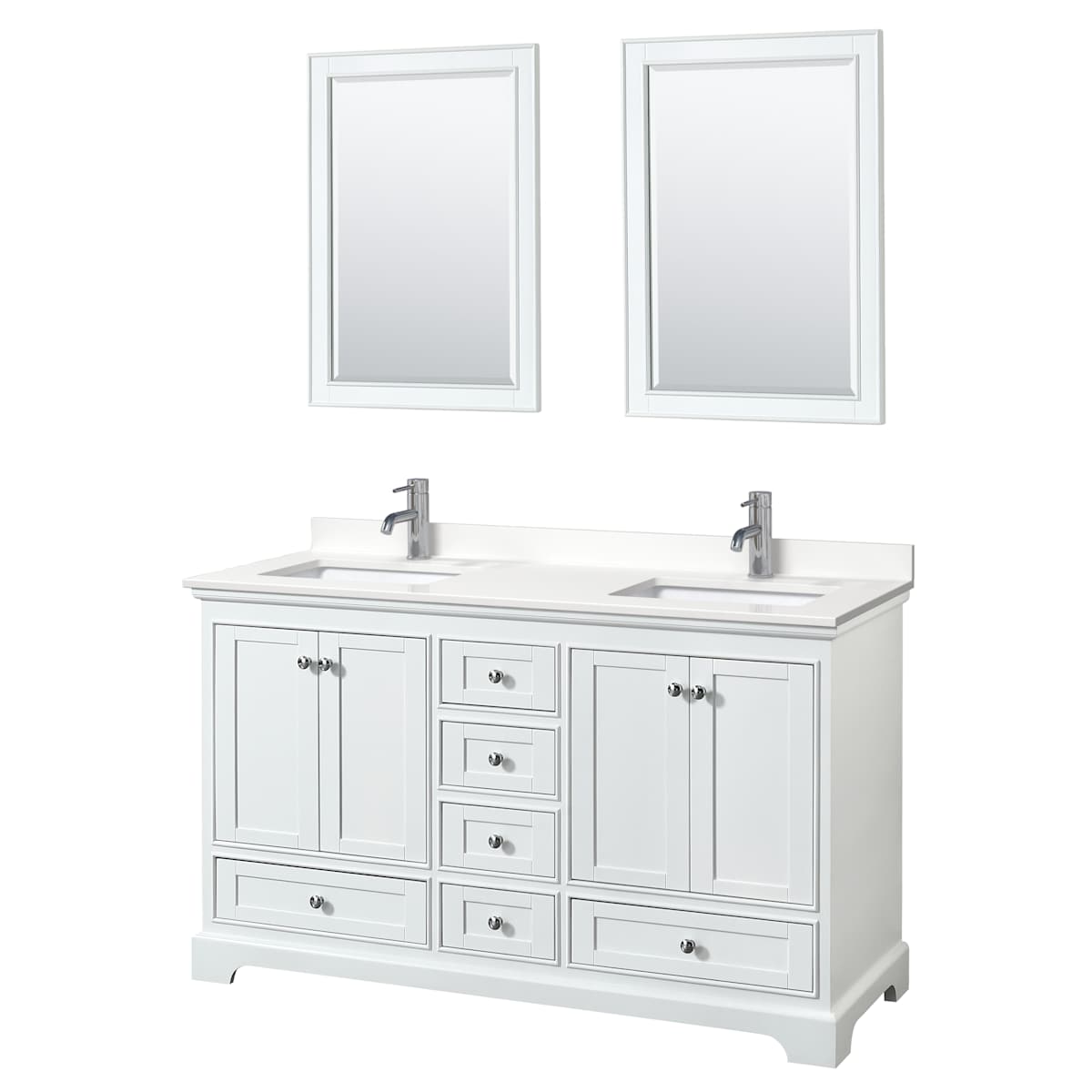 Deborah 60" Free Standing Double Basin Vanity Set with Cabinet, Quartz Vanity Top, and Framed Mirror - image 21