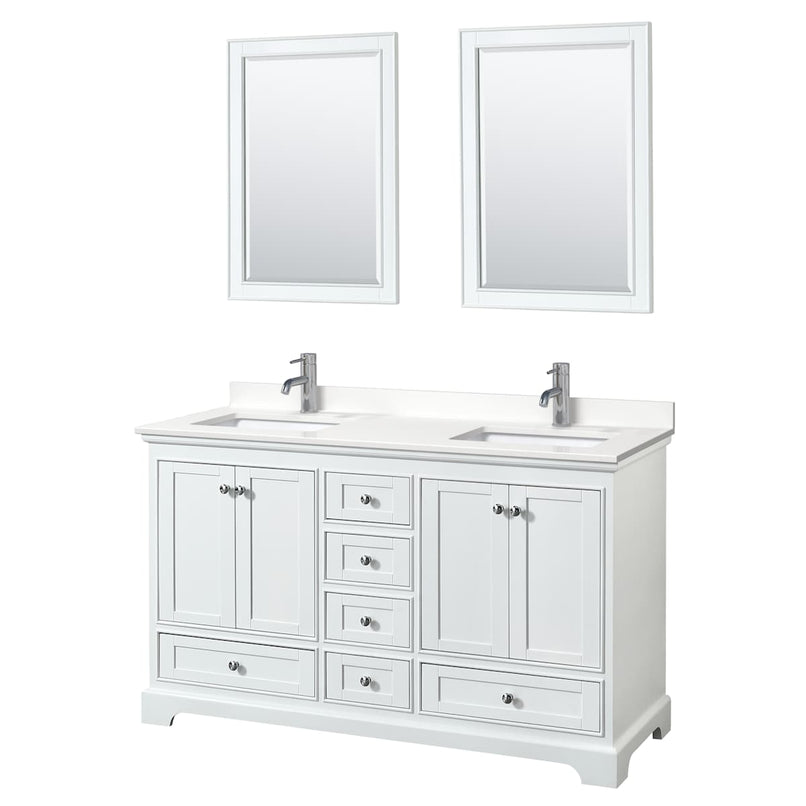 Deborah 60" Free Standing Double Basin Vanity Set with Cabinet, Quartz Vanity Top, and Framed Mirror - image 21
