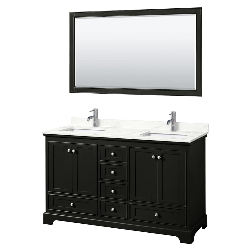 Deborah 60" Free Standing Double Basin Vanity Set with Cabinet, Quartz Vanity Top, and Framed Mirror - image 2