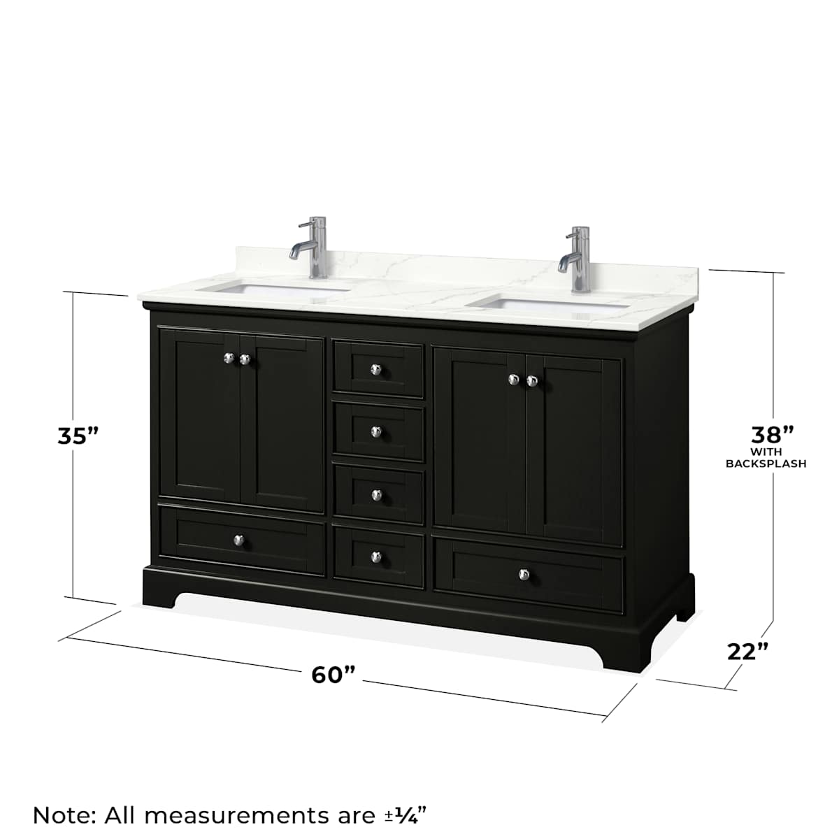 Deborah 60" Free Standing Double Basin Vanity Set with Cabinet, Quartz Vanity Top, and Framed Mirror