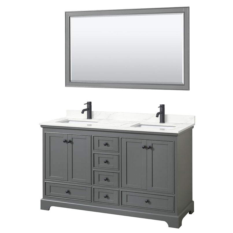 Deborah 60" Free Standing Double Basin Vanity Set with Cabinet, Quartz Vanity Top, and Framed Mirror - image 10