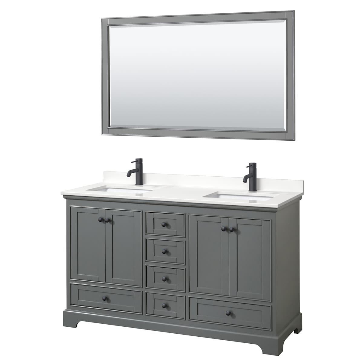 Deborah 60" Free Standing Double Basin Vanity Set with Cabinet, Quartz Vanity Top, and Framed Mirror - image 12