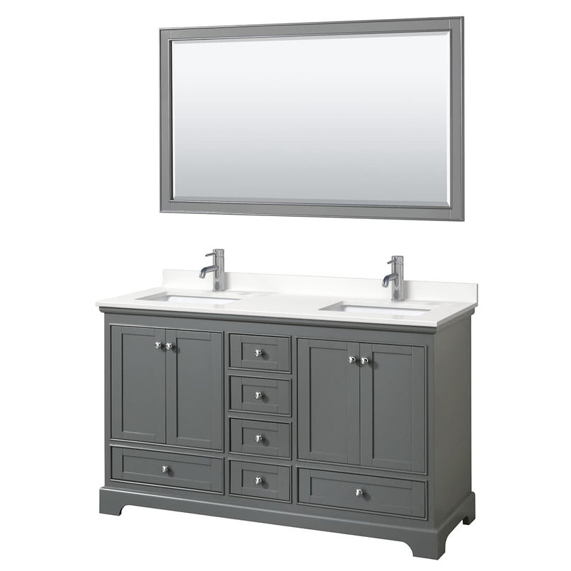 Deborah 60" Free Standing Double Basin Vanity Set with Cabinet, Quartz Vanity Top, and Framed Mirror - image 14
