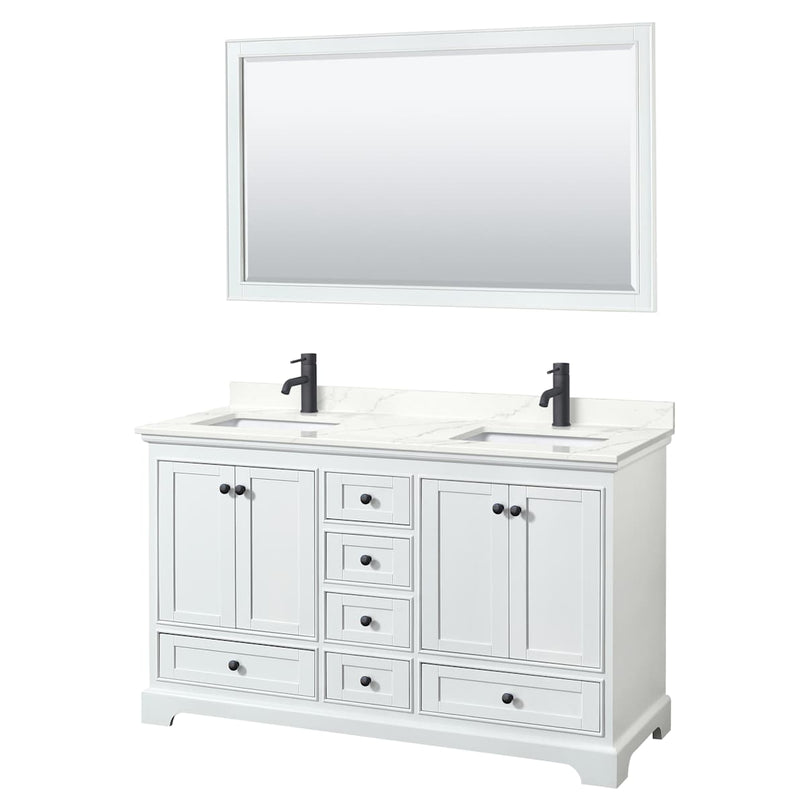 Deborah 60" Free Standing Double Basin Vanity Set with Cabinet, Quartz Vanity Top, and Framed Mirror - image 15