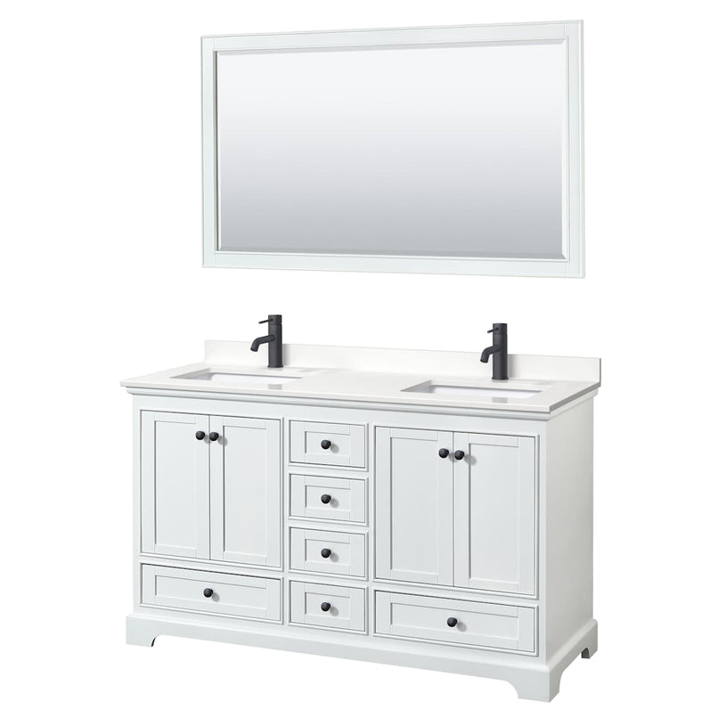 Deborah 60" Free Standing Double Basin Vanity Set with Cabinet, Quartz Vanity Top, and Framed Mirror - image 17