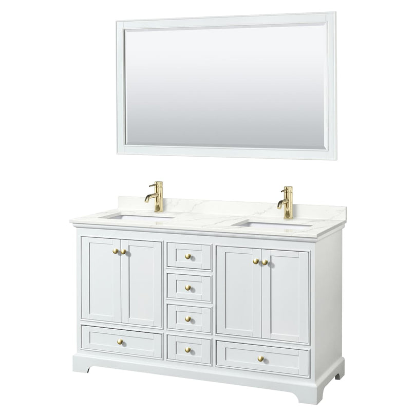 Deborah 60" Free Standing Double Basin Vanity Set with Cabinet, Quartz Vanity Top, and Framed Mirror - image 18