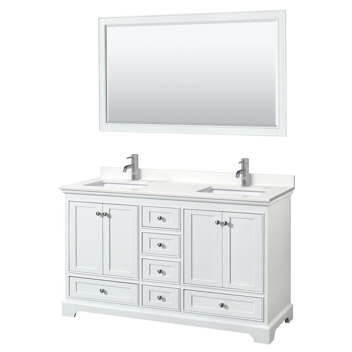 Deborah 60" Free Standing Double Basin Vanity Set with Cabinet, Quartz Vanity Top, and Framed Mirror - image 21