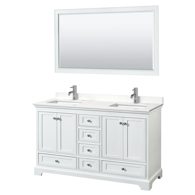 Deborah 60" Free Standing Double Basin Vanity Set with Cabinet, Quartz Vanity Top, and Framed Mirror - image 21