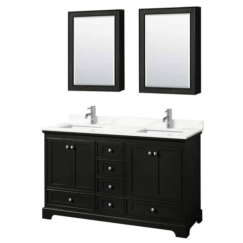 Deborah 60" Free Standing Double Basin Vanity Set with Cabinet, Quartz Vanity Top, and Medicine Cabinet - image 2