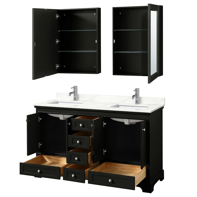 Deborah 60" Free Standing Double Basin Vanity Set with Cabinet, Quartz Vanity Top, and Medicine Cabinet - image 3