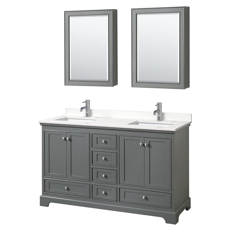 Deborah 60" Free Standing Double Basin Vanity Set with Cabinet, Quartz Vanity Top, and Medicine Cabinet - image 14