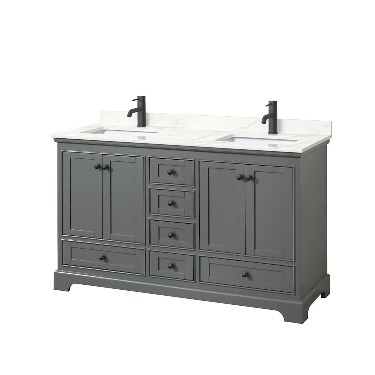 Deborah 60" Free Standing Double Basin Vanity Set with Cabinet and Quartz Vanity Top