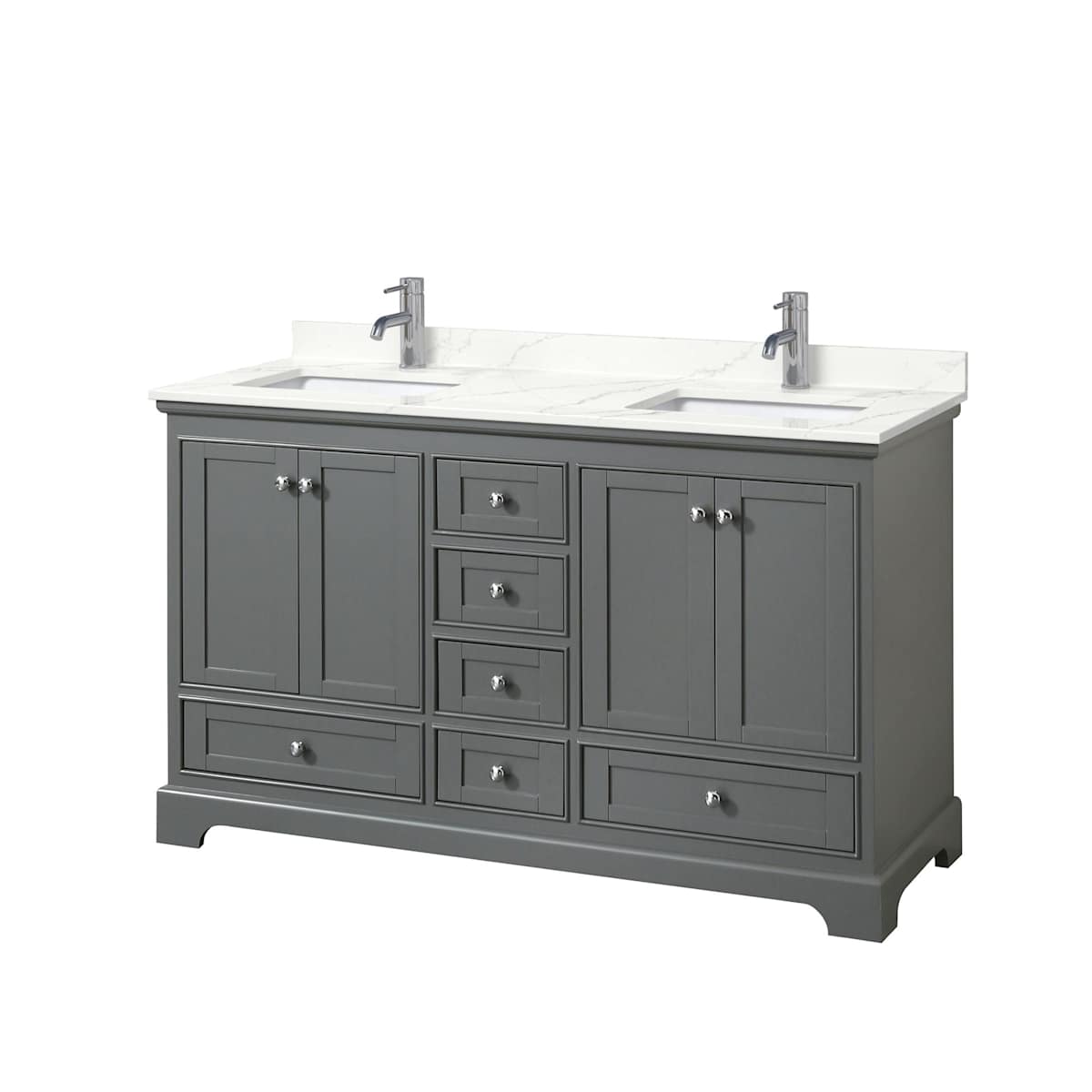 Deborah 60" Free Standing Double Basin Vanity Set with Cabinet and Quartz Vanity Top