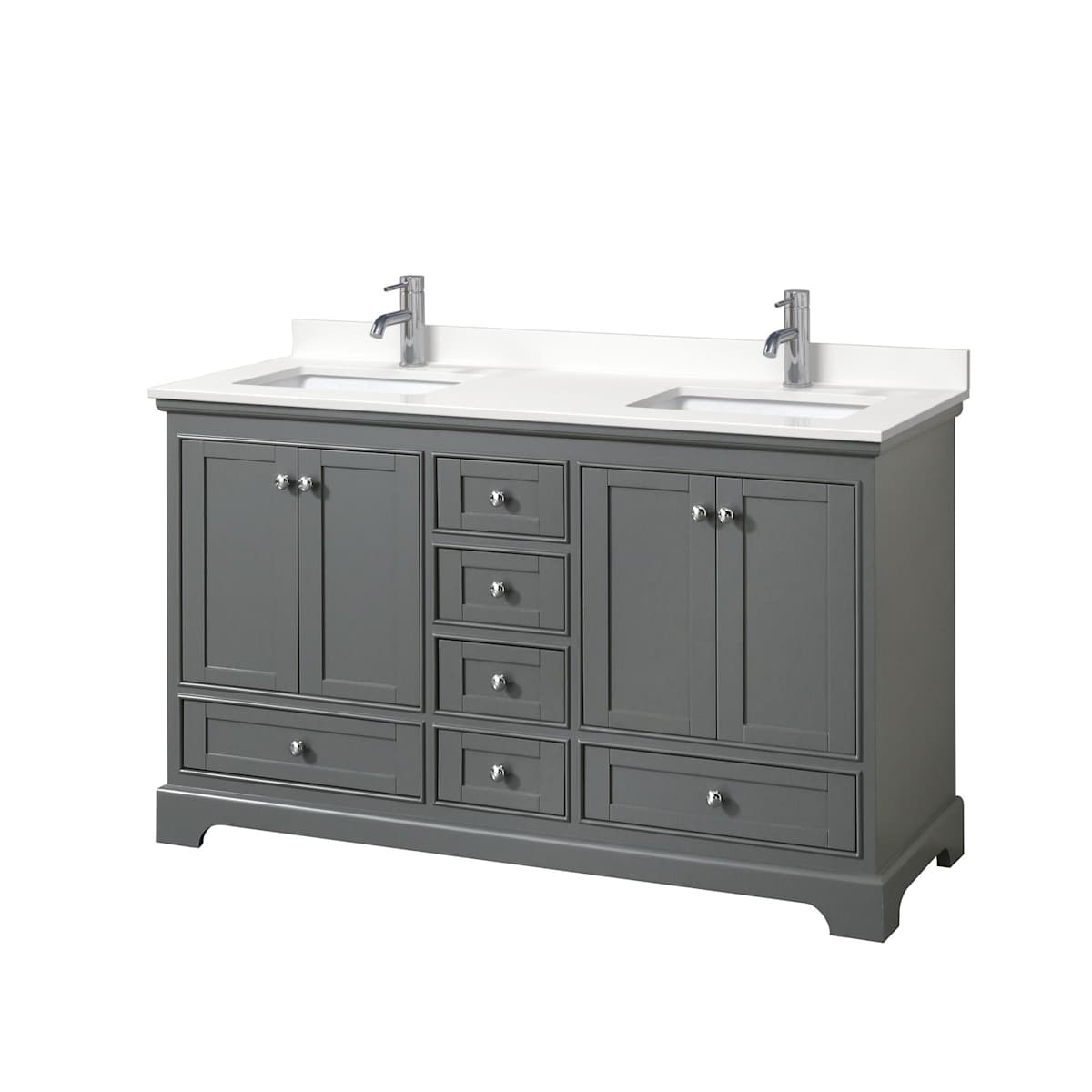 Deborah 60" Free Standing Double Basin Vanity Set with Cabinet and Quartz Vanity Top