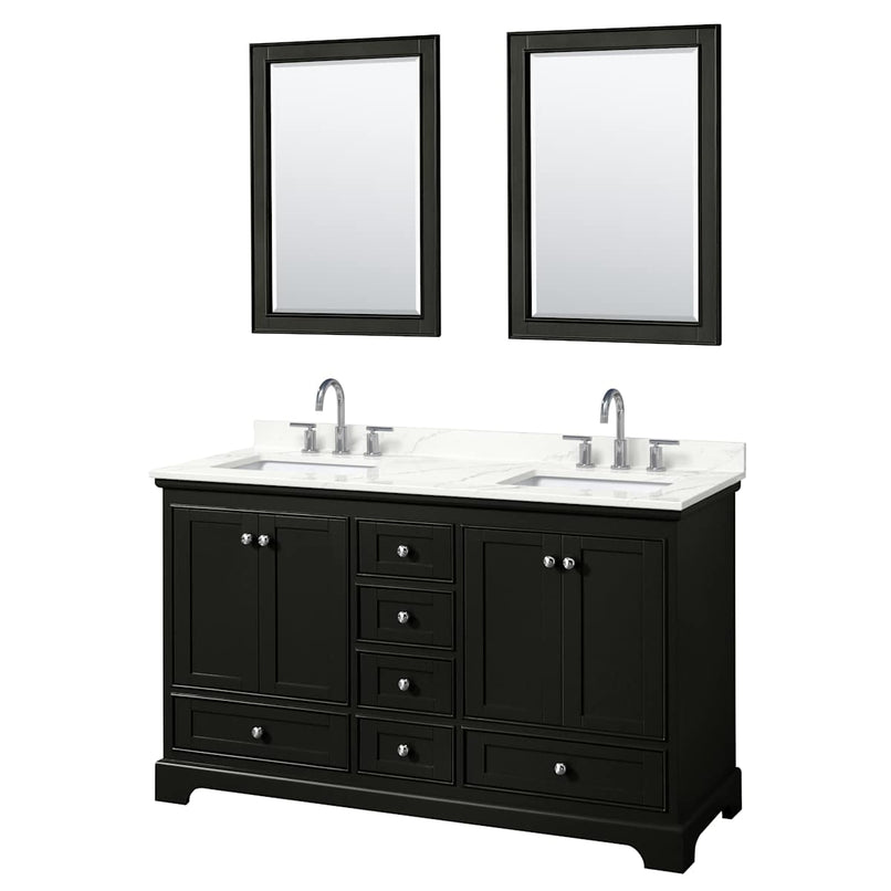 Deborah 60" Free Standing Double Basin Vanity Set with Cabinet, Quartz Vanity Top, and Framed Mirror - image 2