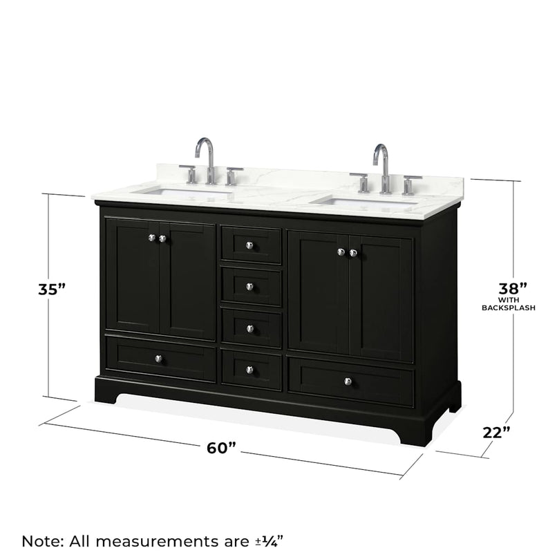 Deborah 60" Free Standing Double Basin Vanity Set with Cabinet, Quartz Vanity Top, and Framed Mirror - image 7
