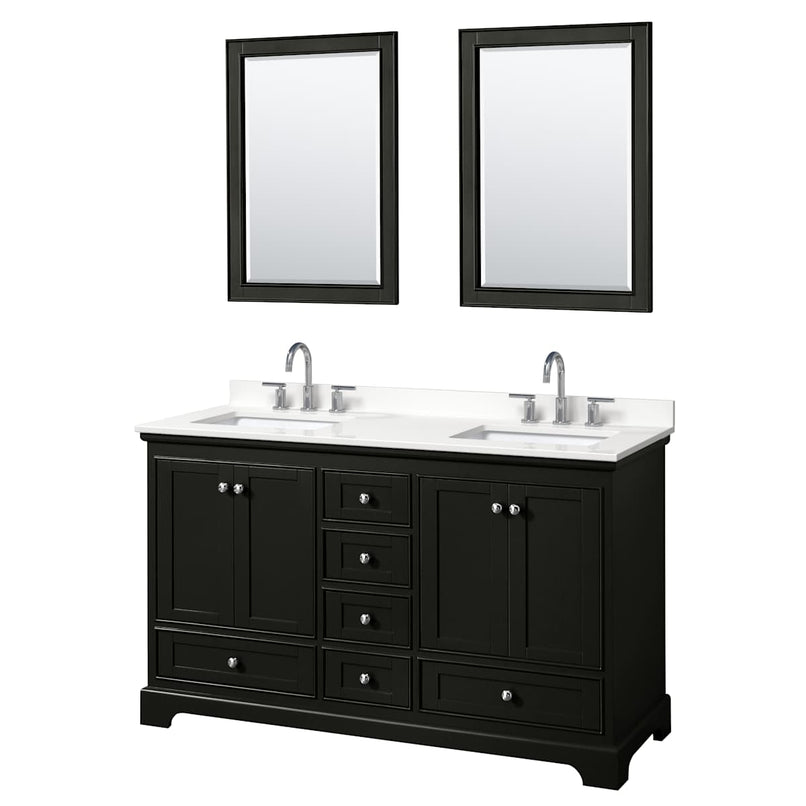 Deborah 60" Free Standing Double Basin Vanity Set with Cabinet, Quartz Vanity Top, and Framed Mirror - image 9