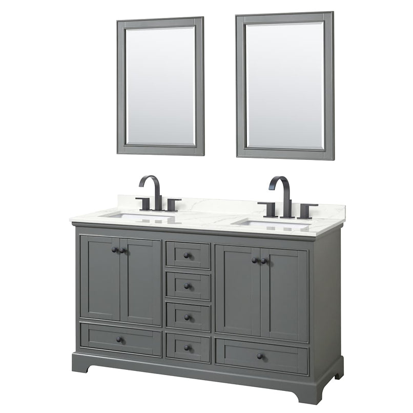 Deborah 60" Free Standing Double Basin Vanity Set with Cabinet, Quartz Vanity Top, and Framed Mirror - image 10