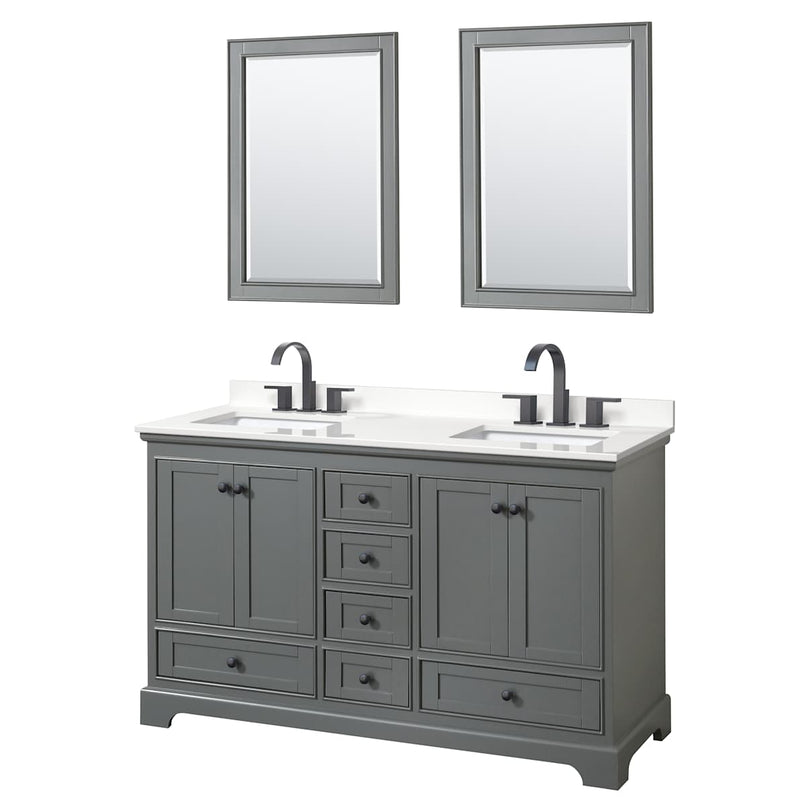 Deborah 60" Free Standing Double Basin Vanity Set with Cabinet, Quartz Vanity Top, and Framed Mirror - image 12