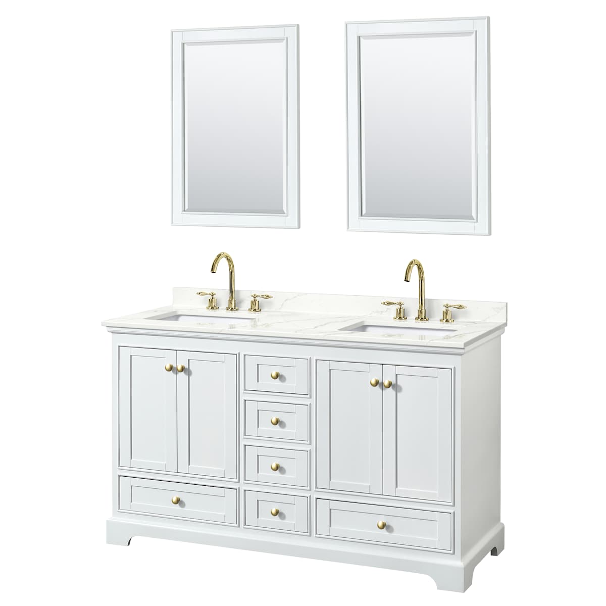 Deborah 60" Free Standing Double Basin Vanity Set with Cabinet, Quartz Vanity Top, and Framed Mirror - image 18