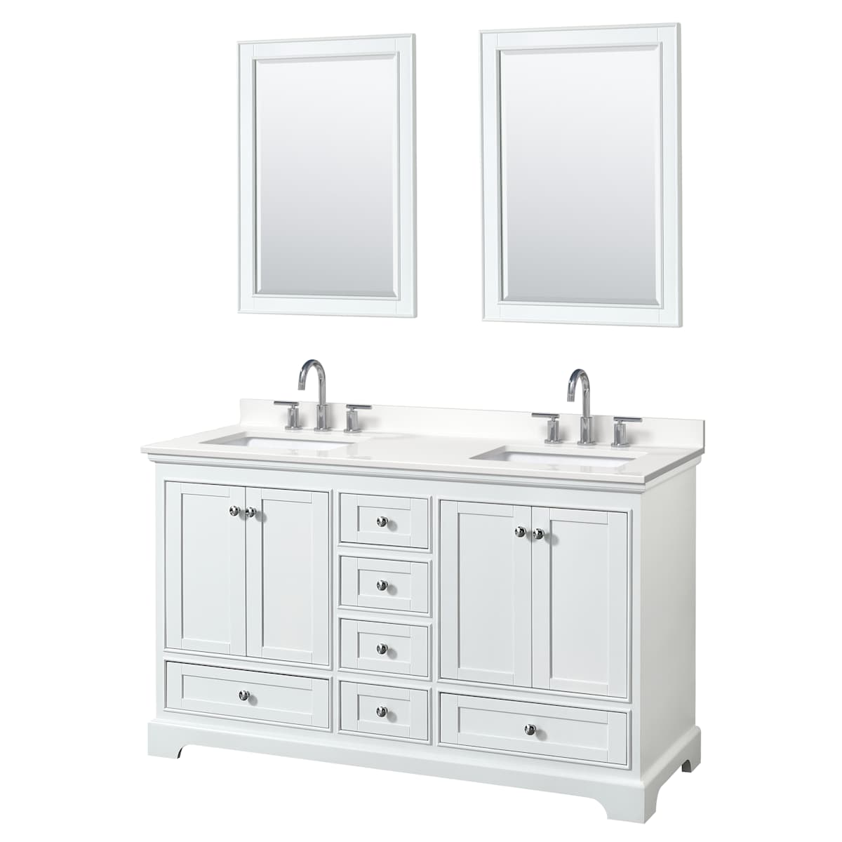 Deborah 60" Free Standing Double Basin Vanity Set with Cabinet, Quartz Vanity Top, and Framed Mirror - image 21