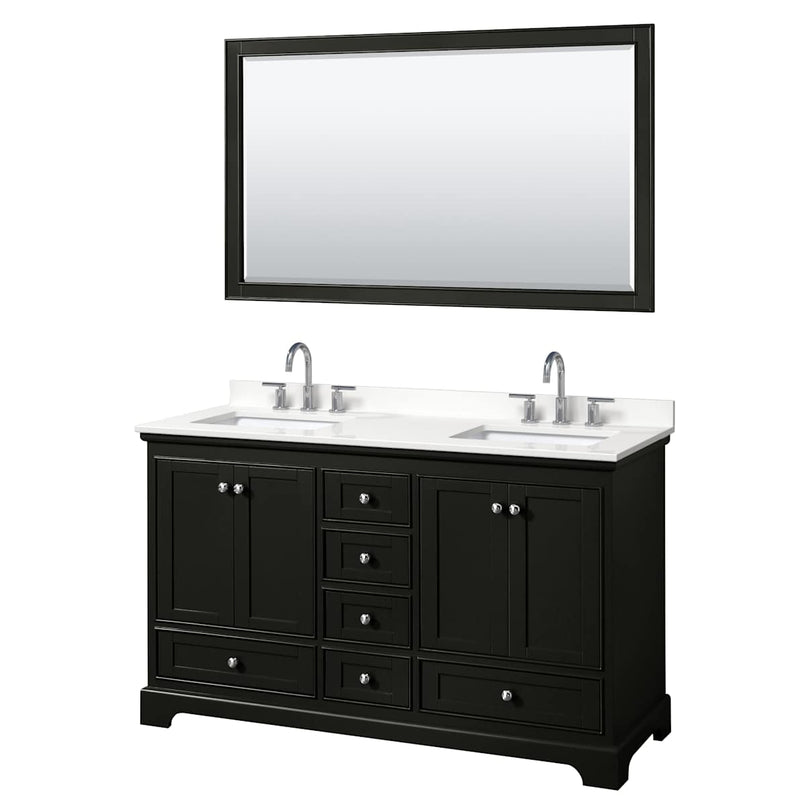 Deborah 60" Free Standing Double Basin Vanity Set with Cabinet, Quartz Vanity Top, and Framed Mirror - image 9