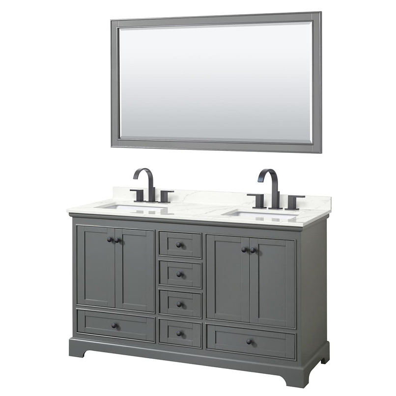 Deborah 60" Free Standing Double Basin Vanity Set with Cabinet, Quartz Vanity Top, and Framed Mirror - image 10