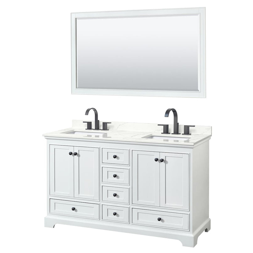 Deborah 60" Free Standing Double Basin Vanity Set with Cabinet, Quartz Vanity Top, and Framed Mirror - image 15
