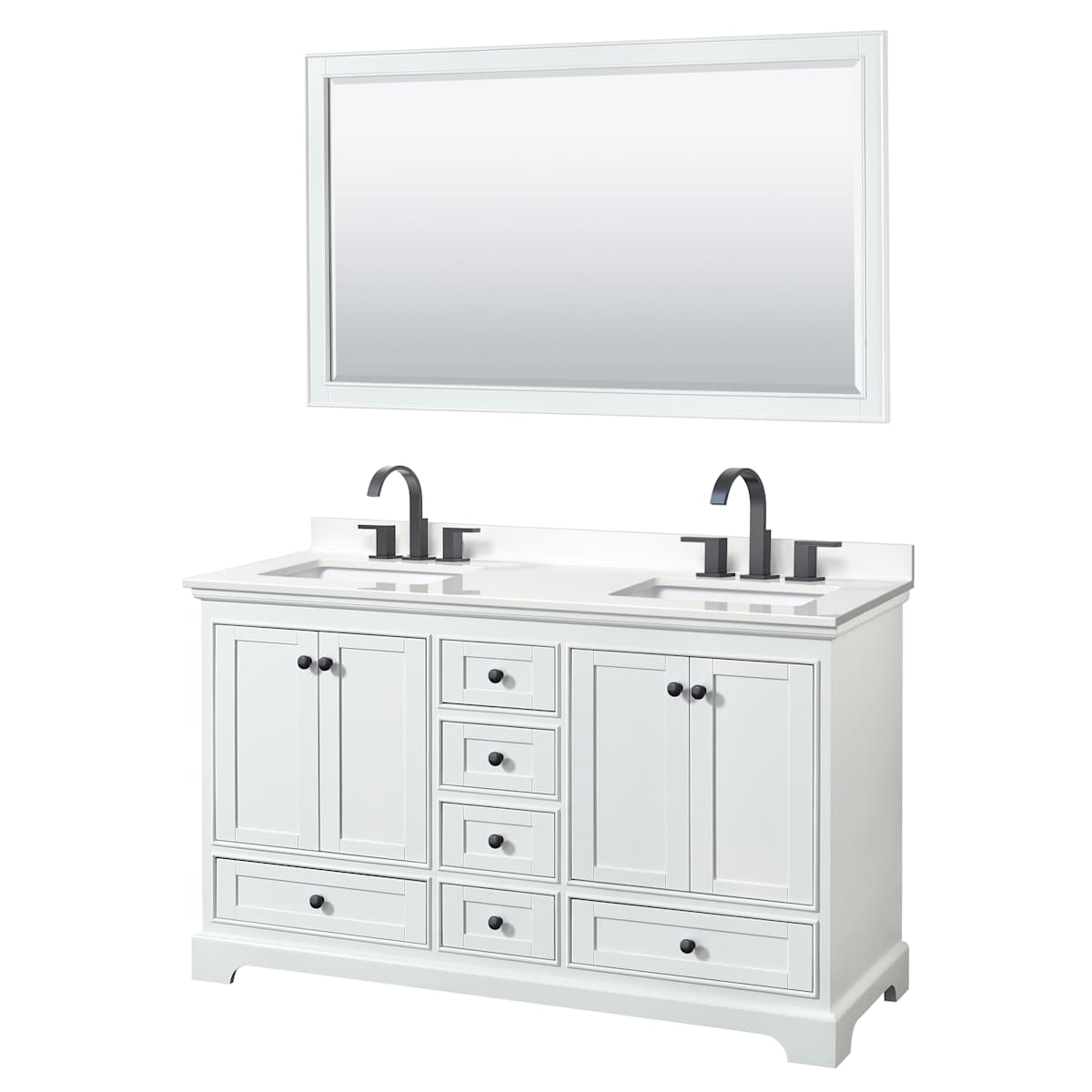 Deborah 60" Free Standing Double Basin Vanity Set with Cabinet, Quartz Vanity Top, and Framed Mirror - image 17