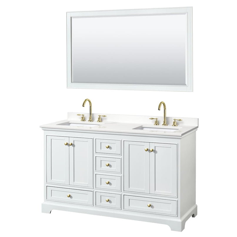 Deborah 60" Free Standing Double Basin Vanity Set with Cabinet, Quartz Vanity Top, and Framed Mirror - image 19