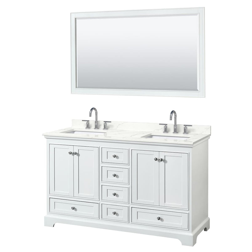 Deborah 60" Free Standing Double Basin Vanity Set with Cabinet, Quartz Vanity Top, and Framed Mirror - image 20