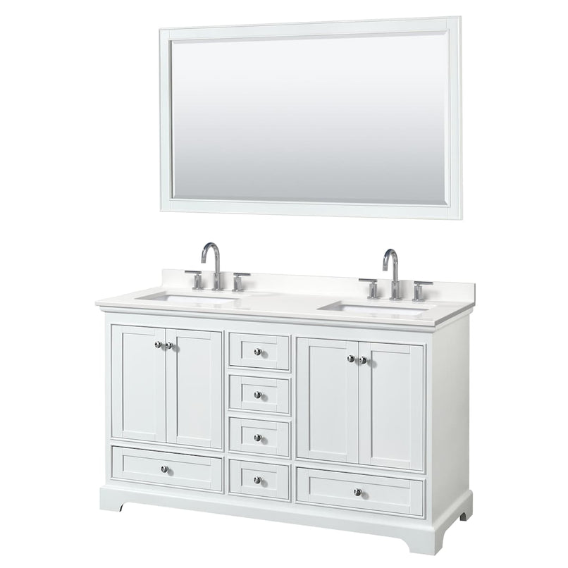 Deborah 60" Free Standing Double Basin Vanity Set with Cabinet, Quartz Vanity Top, and Framed Mirror - image 21