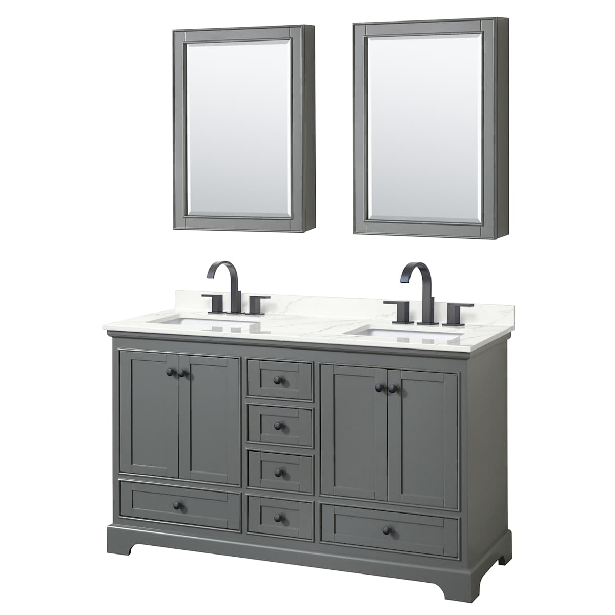 Deborah 60" Free Standing Double Basin Vanity Set with Cabinet, Quartz Vanity Top, and Medicine Cabinet - image 10