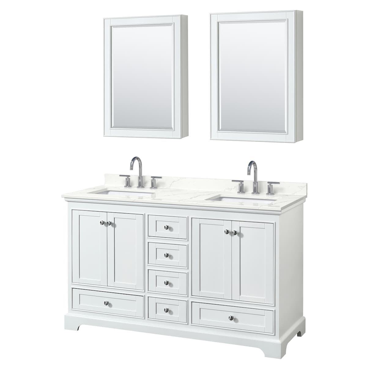 Deborah 60" Free Standing Double Basin Vanity Set with Cabinet, Quartz Vanity Top, and Medicine Cabinet - image 20