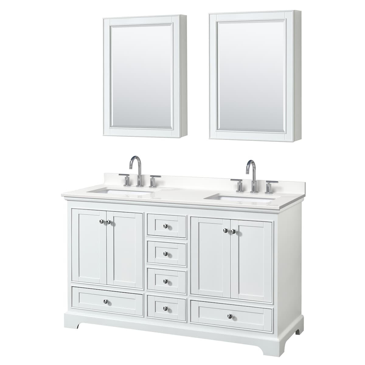 Deborah 60" Free Standing Double Basin Vanity Set with Cabinet, Quartz Vanity Top, and Medicine Cabinet - image 21
