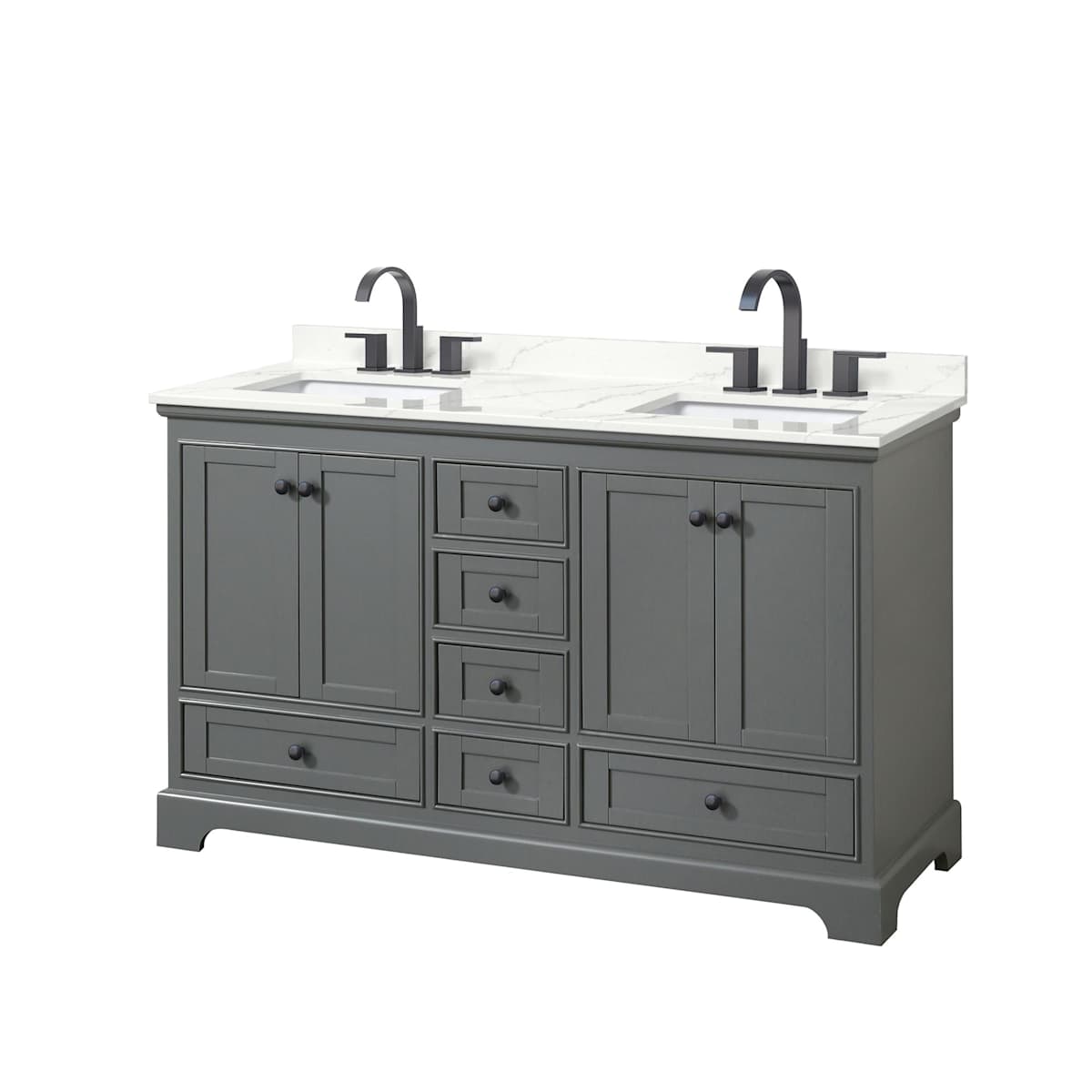 Deborah 60" Free Standing Double Basin Vanity Set with Cabinet and Quartz Vanity Top